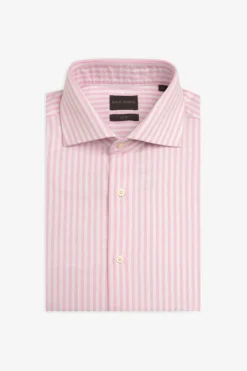 Pink textured striped slim shirt