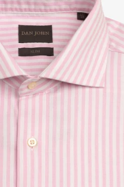 Pink textured striped slim shirt