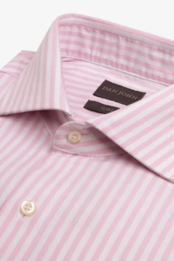 Pink textured striped slim shirt