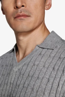Polo in maglia treccia grigia DNJ