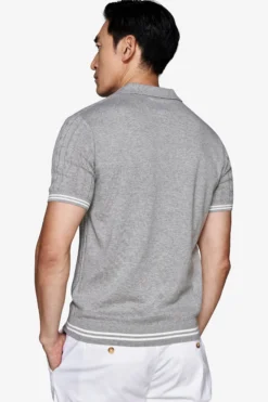 Polo in maglia treccia grigia DNJ