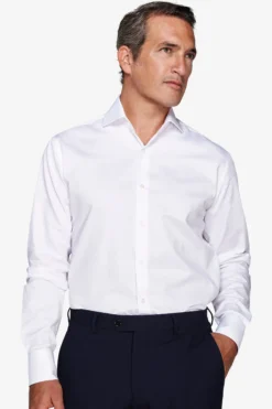 Regular fit white piquet shirt