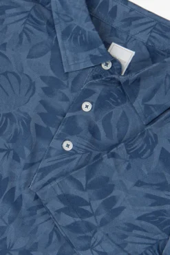 Royal blue piqué floral print polo shirt
