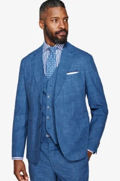 Royal blue slub canvas blazer