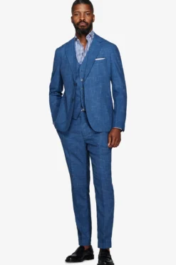 Royal blue slub canvas blazer