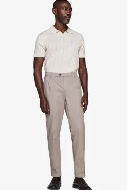 Sand flat rib knit polo shirt