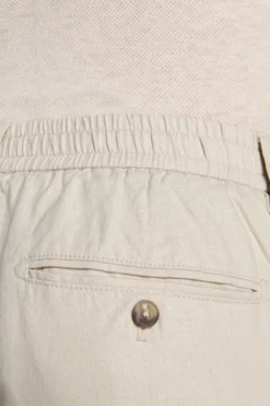Sand linen blend drawstring pants