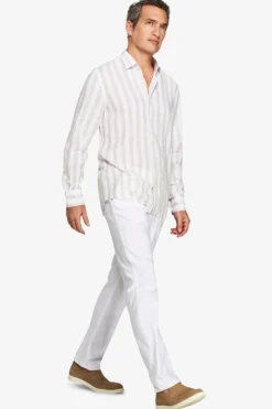 Sand linen blend Herringbone shirt