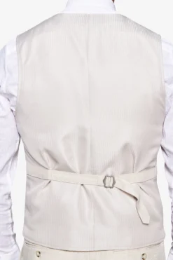 Sand linen blend Herringbone waistcoat
