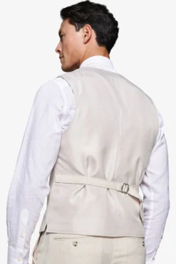 Sand linen blend Herringbone waistcoat