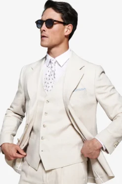 Sand linen blend Herringbone blazer