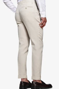 Sand linen blend Herringbone trousers