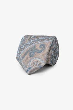 Sand macro floral print tie