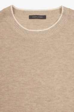 Sand melange effect crewneck jumper