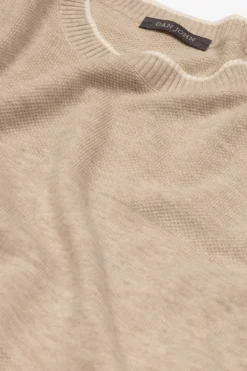 Sand melange effect crewneck jumper