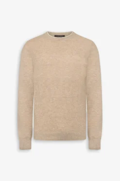 Sand melange effect crewneck jumper