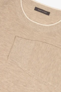 Sand melange effect crewneck jumper