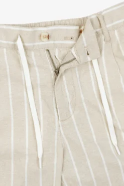 Sand pinstripe drawstring Bermuda shorts