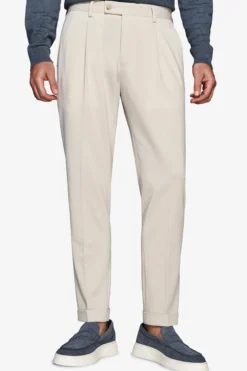 Sand stretch jersey trousers