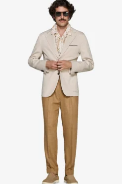 Sand stretch textured blazer