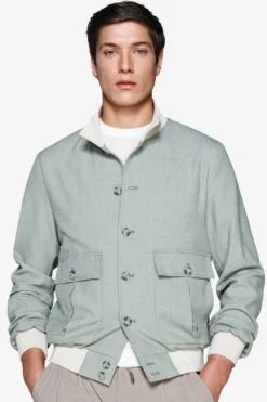 Short sage bomber jacket