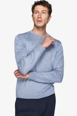 Sky-blue basic crew-neck jumper