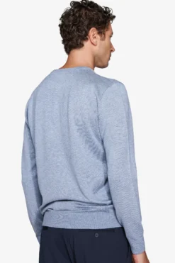Sky-blue basic crew-neck jumper
