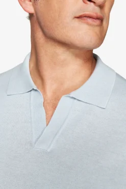 Sky open collar knit polo shirt
