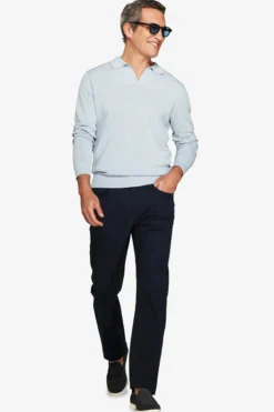Sky open collar knit polo shirt