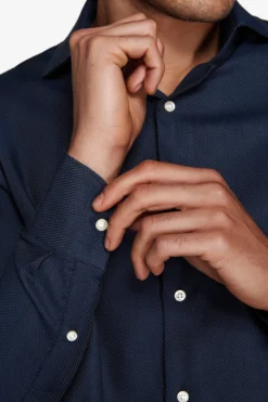 Slim-fit blue textured ‘la Picoco’ shirt