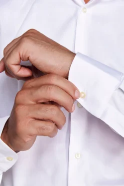 Slim-fit plain white twill shirt