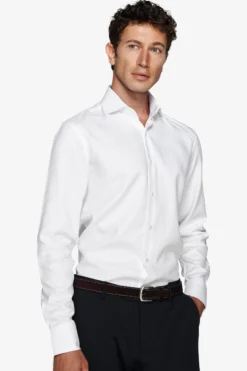 Slim-fit white textured ‘la Picoco’ shirt