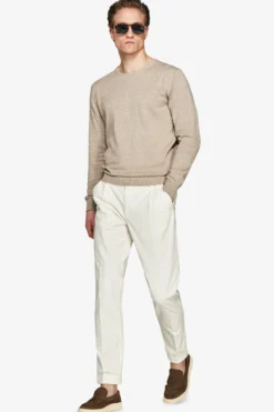 Taupe basic crewneck cotton sweater
