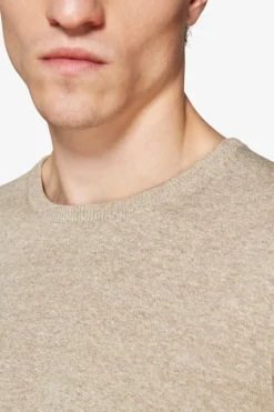 Taupe basic crewneck cotton sweater