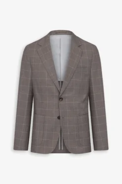 Taupe check suit blazer