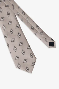 Taupe diamond design tie