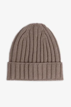 Taupe English rib beanie