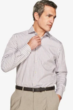 Taupe fine stripes shirt