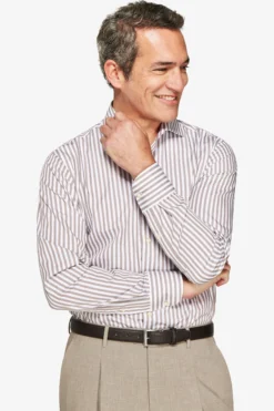 Taupe fine stripes shirt