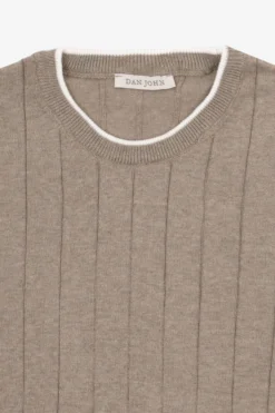 Taupe flat rib knit t-shirt