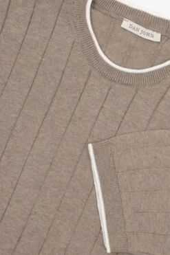Taupe flat rib knit t-shirt
