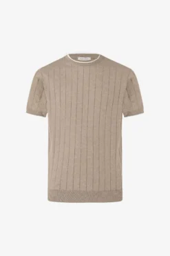 Taupe flat rib knit t-shirt