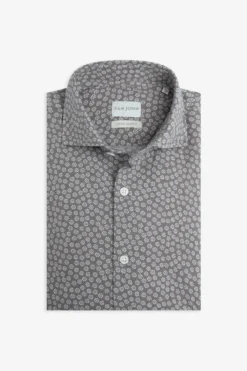 Taupe floral print slim shirt