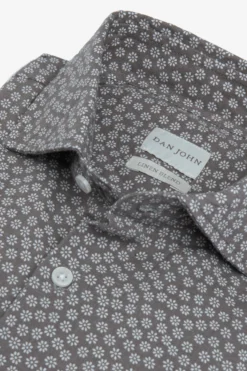 Taupe floral print slim shirt