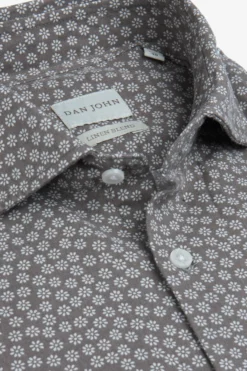 Taupe floral print slim shirt