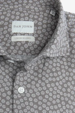 Taupe floral print slim shirt