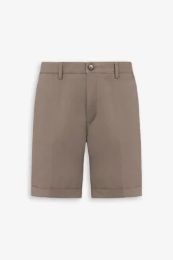 Taupe gabardine Bermuda shorts