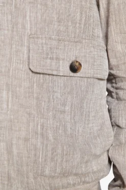 Taupe linen blend bomber jacket
