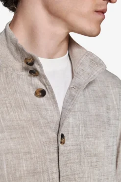 Taupe linen blend bomber jacket