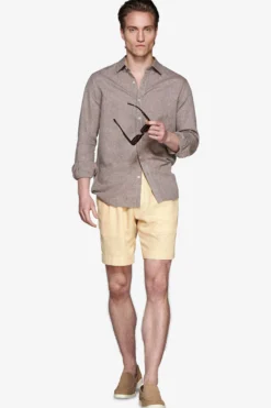 Taupe linen blend relaxed shirt